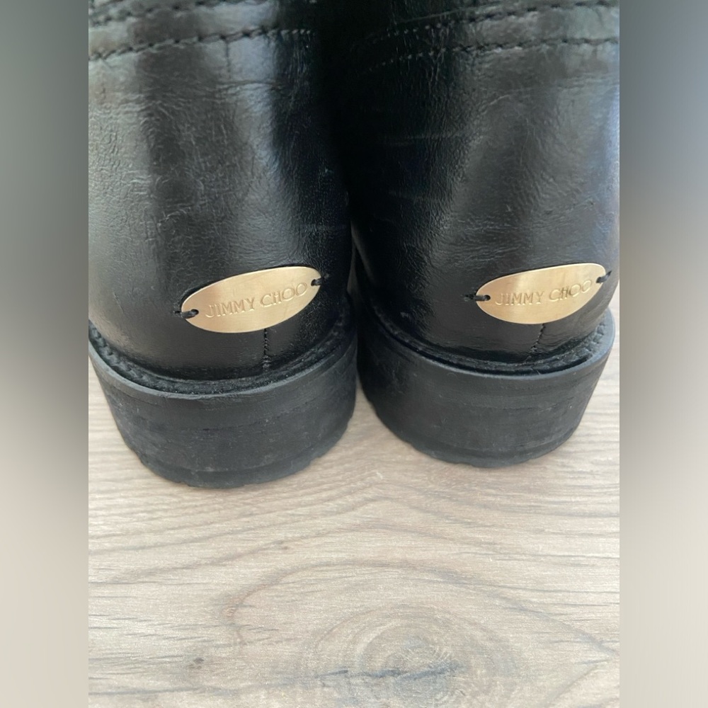 Jimmy Choo Womens 6.5 Biker Boots Black Leather Size 37 Moto Boots Soft Leather - Picture 8 of 12